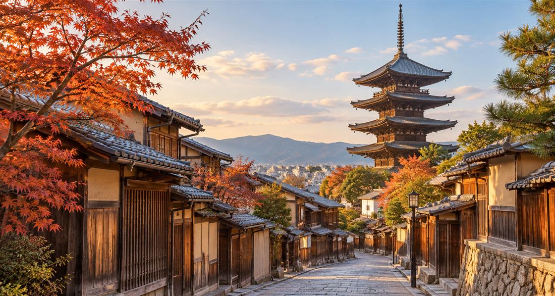 京都街景中的八坂塔